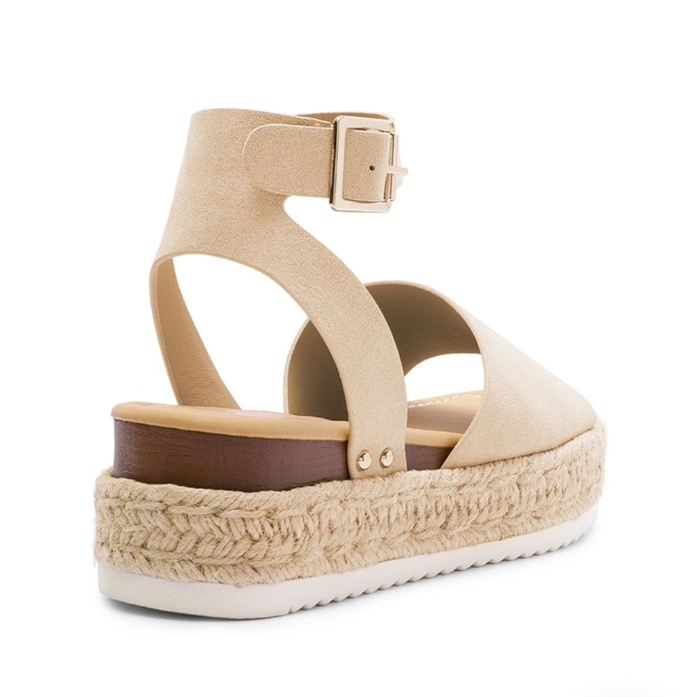 Dream Pairs Nude Suede Ankle Strap Platform Espadrille Sandals Size 7 EUC - Picture 10 of 13